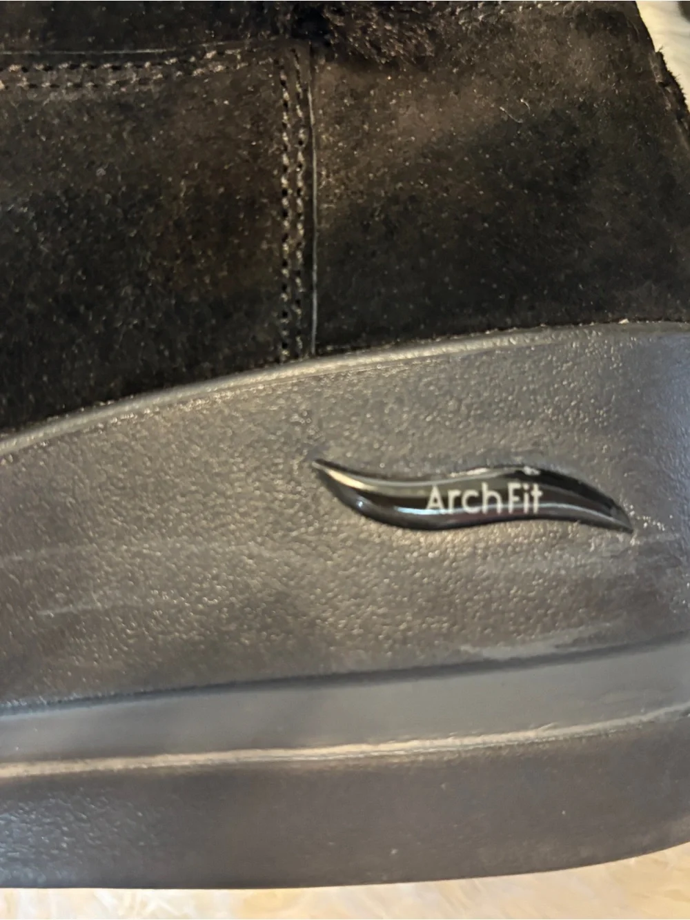 Skechers Arch Fit Black Suede Faux Fur Wedge Ankle Boots Women's 11